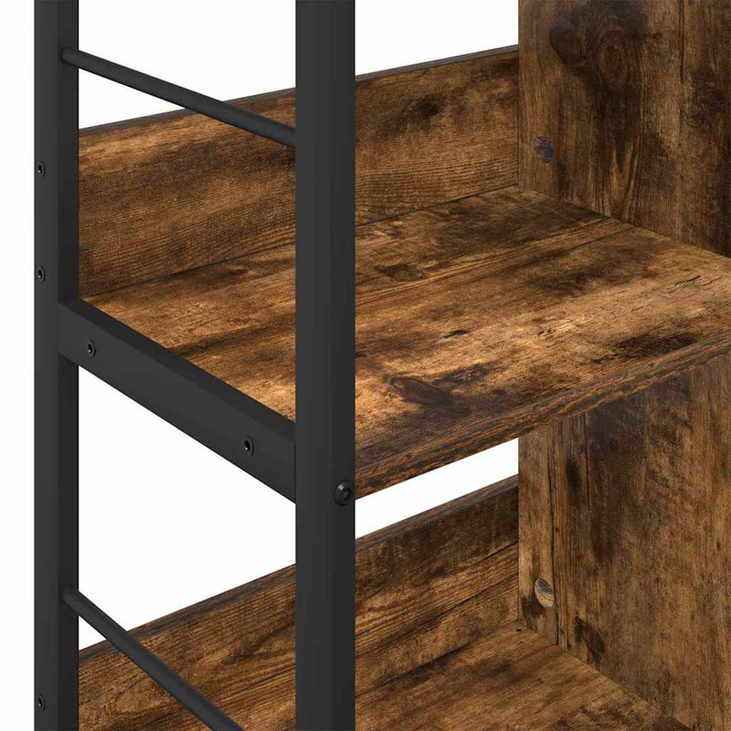 82cm W Steel Etagere Bookcase, (2 Shelves) 79cm. H x 82cm. W x 32cm. D, Smoked Oak