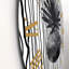 Horloge murale moderne à motif de feuilles tropicales noires et blanches I-60327271