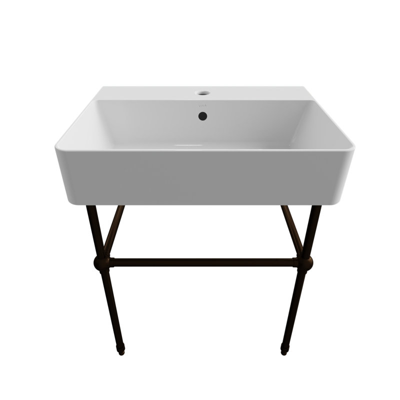 Nuo 2 23.38'' L Bathroom Sink, White/Antique Bronze