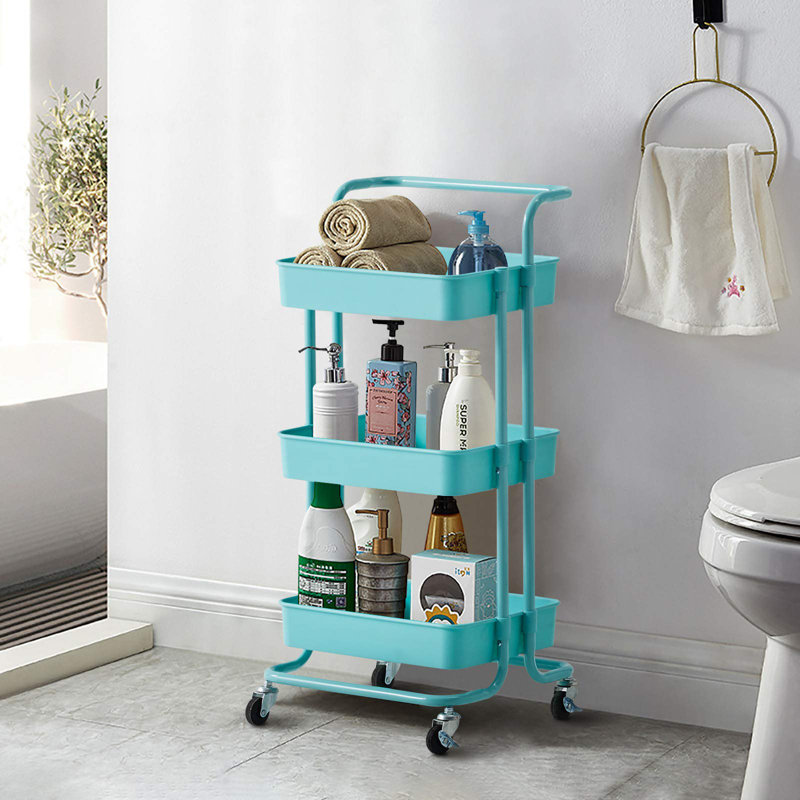 Huley Marble Top Kitchen Cart, Blue
