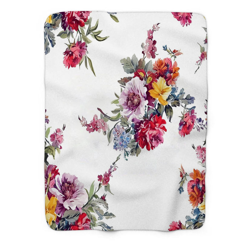 Couverture de sherpa de qualité supérieure Spring Bouquet Symphony - 1 pièce, Grand lit
