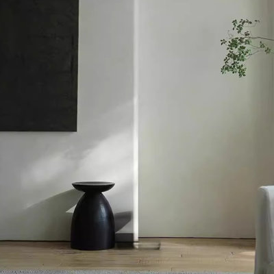 13.78"Black Solid Wood Mobile End Table