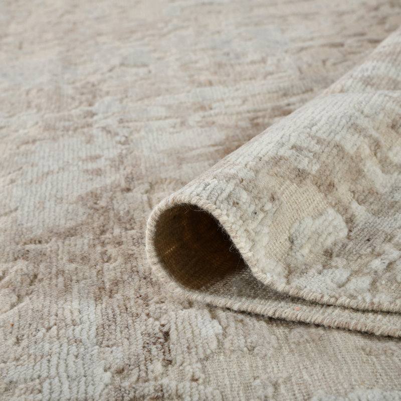 Tapis noué à la main à motif abstrait WINSTON, Sable pâle, Rectangle 9 pi x 12 pi
