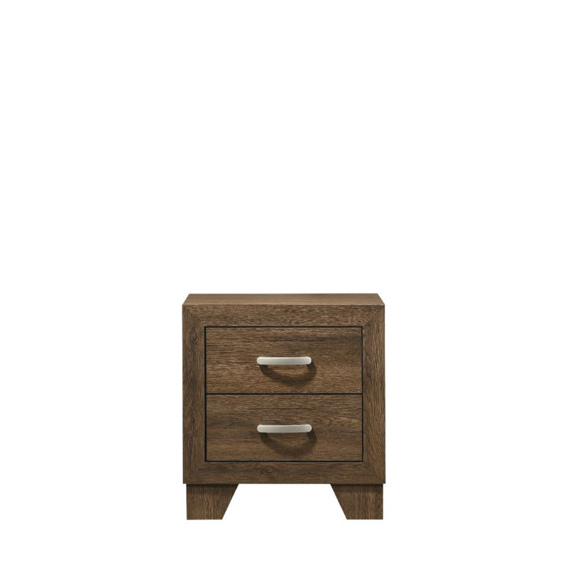 Grider 2-Drawer Nightstand with Block Legs Bed Side Table Wood Nightstand Night Table, Oak