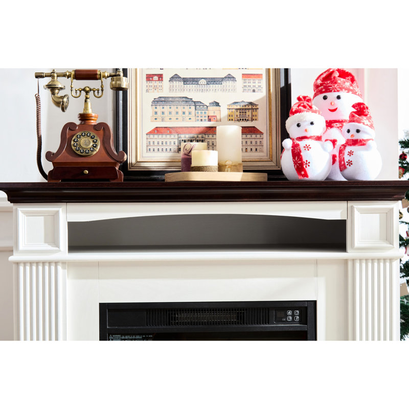 Console de foyer électrique avec tiroirs - cerisier / blanc