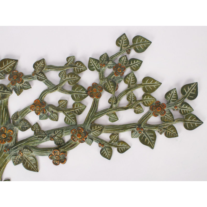 22 Inch Brass Tree of Life Wall Décor Green Patina and Gold Finish