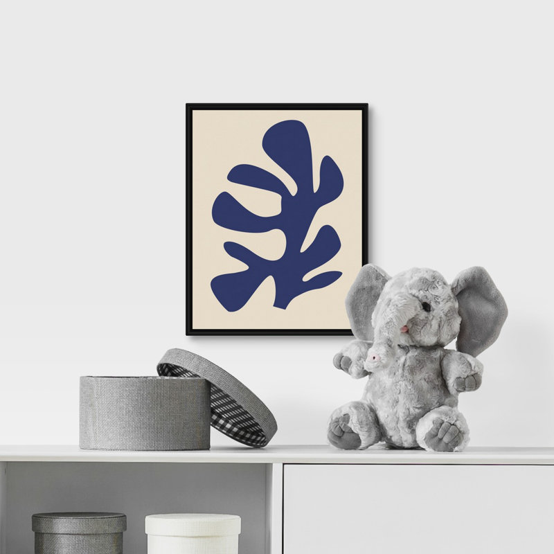 Art sur toile pour enfants corail ix, H 14 po x l 11 po x P 1,2 po, Cadre flottant noir avec toile / bleu / gris