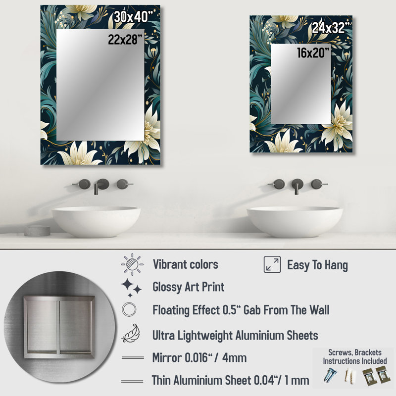 Afsara blanc embrassant méditation Lotusl Zen - miroir mural floral, miroir décoratif de chalet, impression d'art en métal