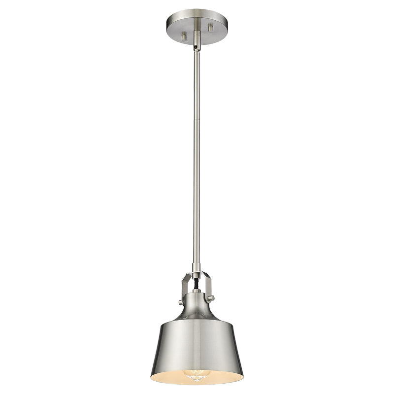 Luminaire suspendu conique à 1 lumière Provin, Nickel satiné brossé