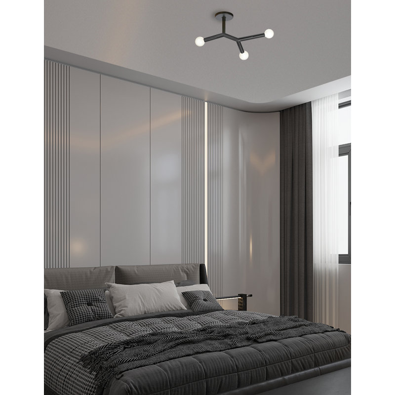 Plafonnier semi-encastré 3 lumières Rowley, Noir mat