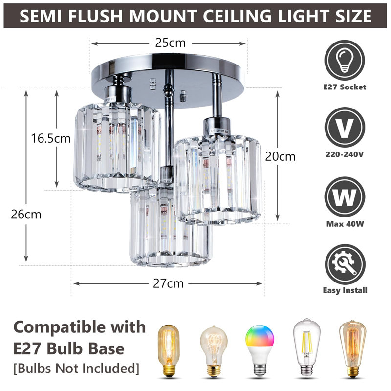 Ashanae Glass Flush Mount, Silver