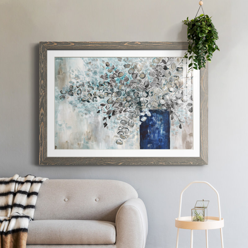 Eucalyptus réformé - peinture encadrée, Encadré gris, H 31 po x l 44 po x P 1 po