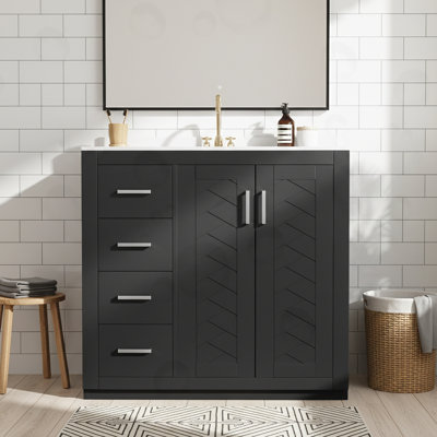 Meuble-lavabo de salle de bain avec lavabo, 3 tiroirs