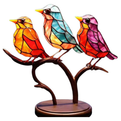Colorful Birds Statue Ornament Tabletop Birds Decoration Acrylic Birds Decorative Metal Birds