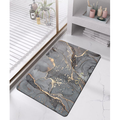 Tapis de bain Diatomaceous Earth, tapis de douche antidérapant pour la salle de bain, tapis de bain en caoutchouc ultramince à séchage rapide, tapis de bain absorbant pour la cuisine de lavabo de salle de douche devant la baignoire, lavable-B | | 15,7 x 23,6 po