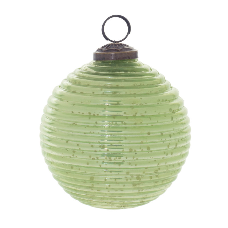 Ornement boule de verre au mercure nervuré (ensemble de 6)
