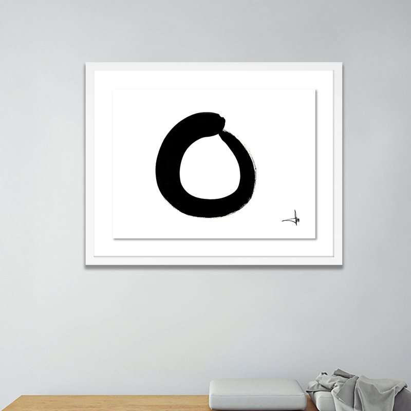 BW Enso 3 Painting by Johan Gert Manschot, 19" H x 24" W x 1.5" D, White