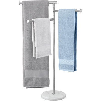 Free Standing Towel Racks for Bathroom with Weighted Marble Base, 40-Inch Floor Standing Towel Rack Stand