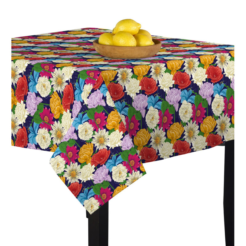 Maxton Bouquet Tablecloth, 84" L x 60" W, Navy