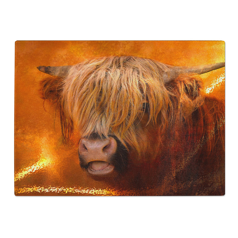 Highland Cow Design  Glass Chopping Board