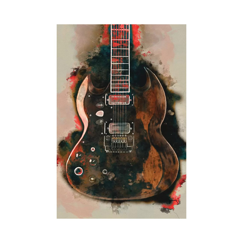 Tony Iommi's Electric Guitar - Wrapped Canvas Painting, 20.32 cm H x 30.48 cm W
