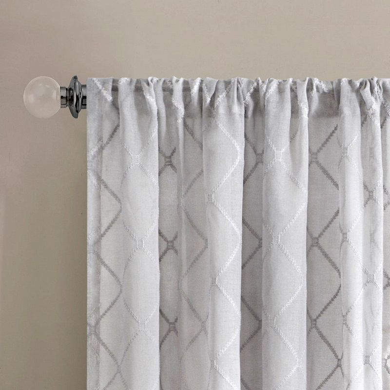 Panneau de rideau transparent Diamond (seulement 1 panneau PC), Gris, L 50,03 po x L 84,03 po