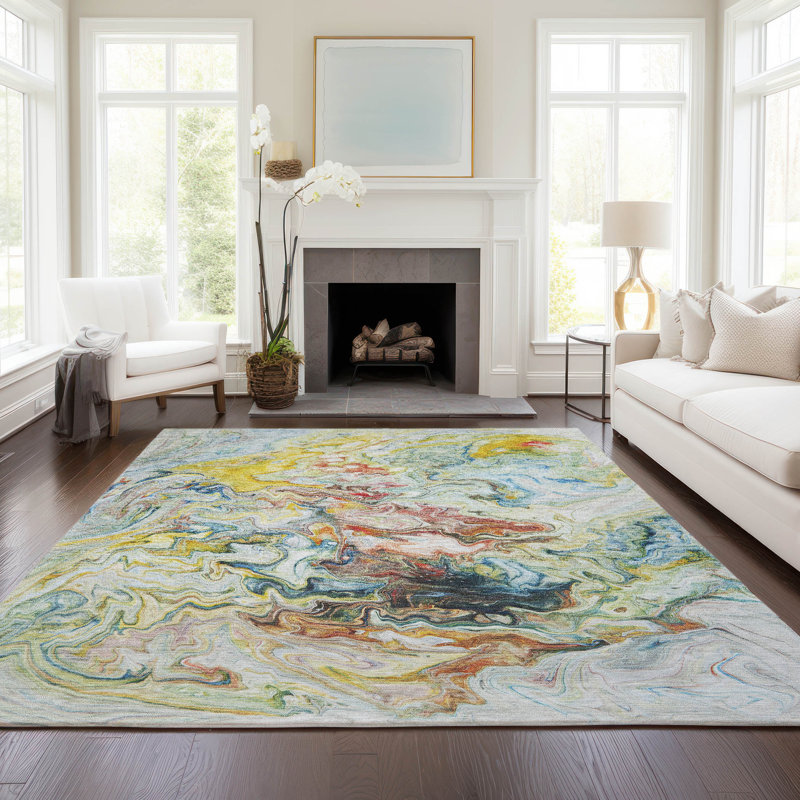 Altair Washable Abstract Indoor / Outdoor Rug, Rectangle 10' x 14'