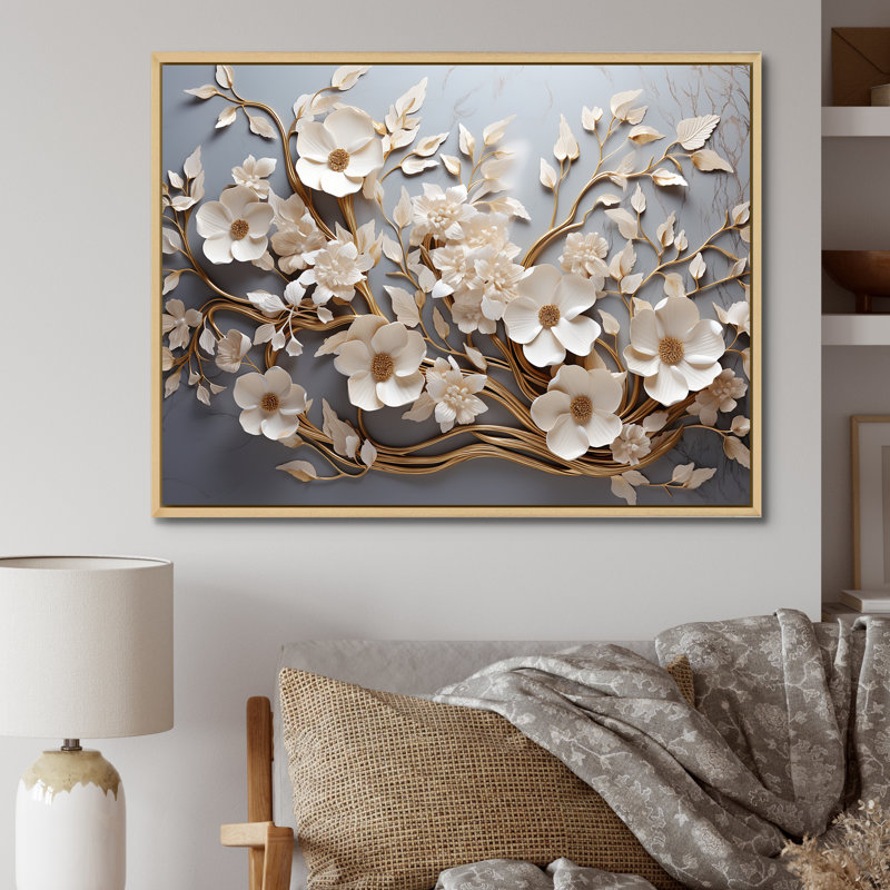 «White Orchid Tree Garden of Branches 7», reproduction d'art sur toile florale abstraite - reproduction d'orchidée sur toile