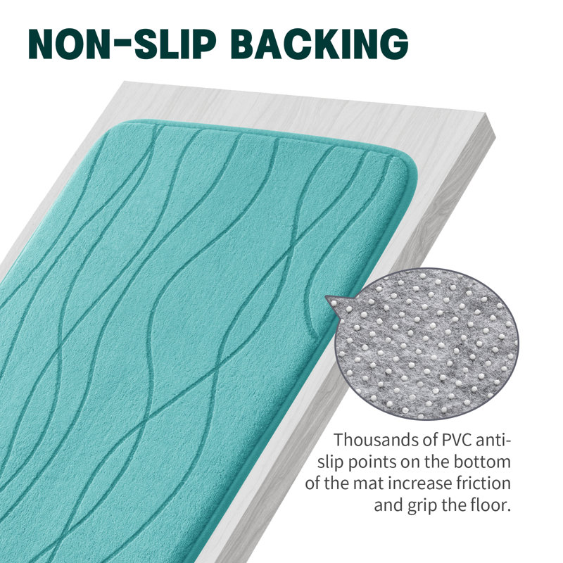 5 Piece Plush Memory Foam Bath Rug Set with Non-Slip Backing and High Absorbency, Teal