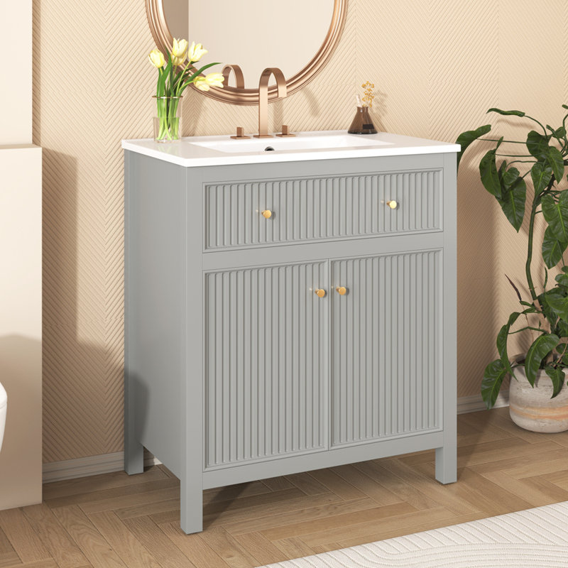 Ensemble de meuble-lavabo autoportant 30 po avec lavabo en céramique 30 po