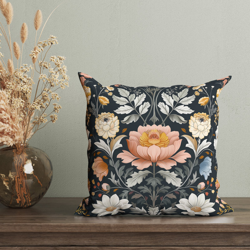 Housse de coussin réversible à motif floral Delphine, H 22 po x l 22 po