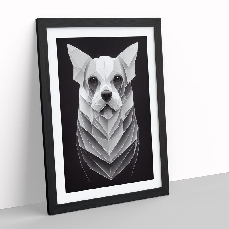 Symmetrical Dog Abstract - Single Picture Frame Print, 64cm H x 46cm W x 2cm D, Black Framed