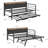 Daybed with Trundle & LED Light, Metal Twin Bed with Linen Headboard, Charging Station, Black-469821661