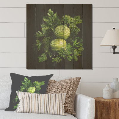 Fennel Herbs Fantasy I - Floral Herbs On Wood Print