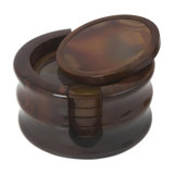 Wood Round Coaster Set With Holder