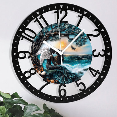 Horloge murale en métal pour le salon - Chemin forestier de 10 po bordé de fleurs Bluebell silencieuses, fonctionnant à piles, horloges antiques pour maison de campagne, chambre à coucher, cuisine - chiffres arabes