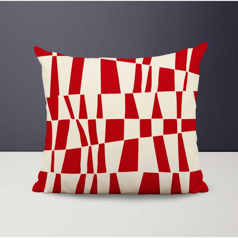 Polyester Throw Square Indoor/Outdoor Pillow Cover & Insert, 18" x 18", Red