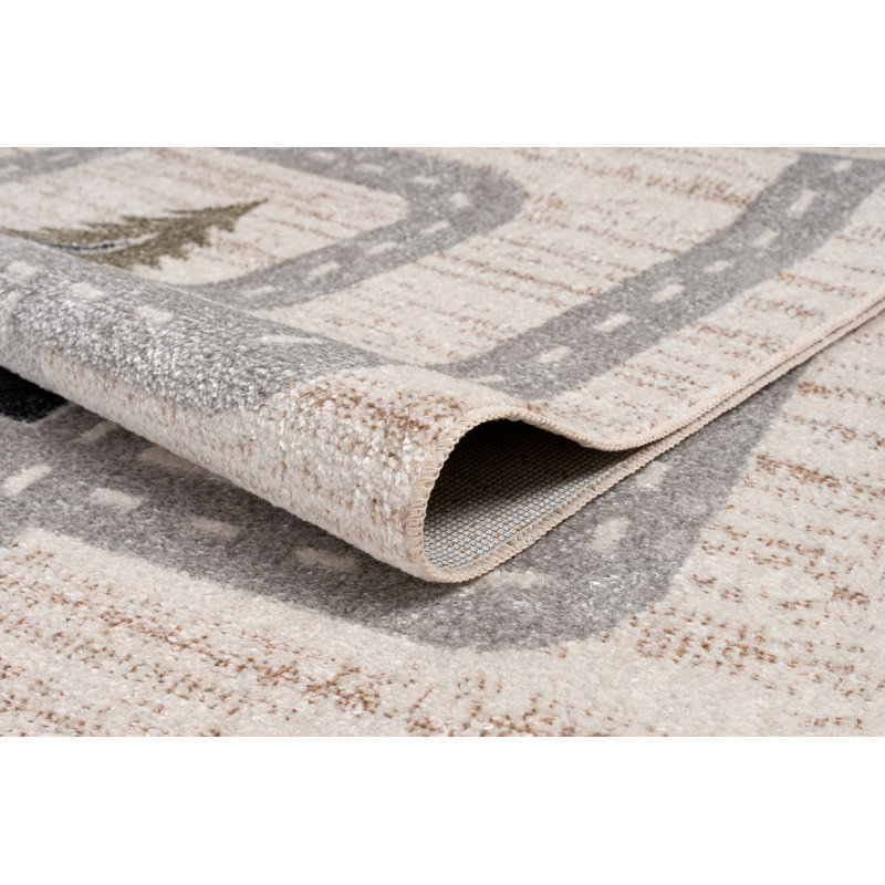 Tapis en polypropylène / jute tissé à la machine Sybill en beige / gris, Rectangle 6 pi 7 po x 9 pi 6 po