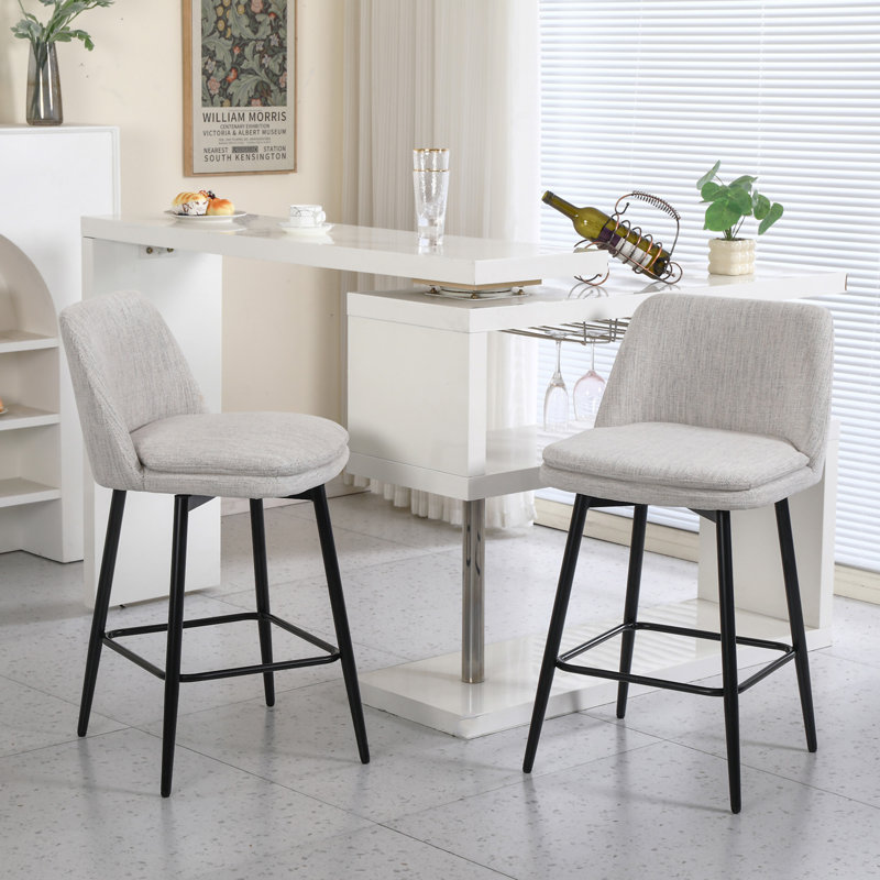 Ensemble de 2 tabourets de bar pivotants à hauteur de comptoir (sans la table), Blanc cassé