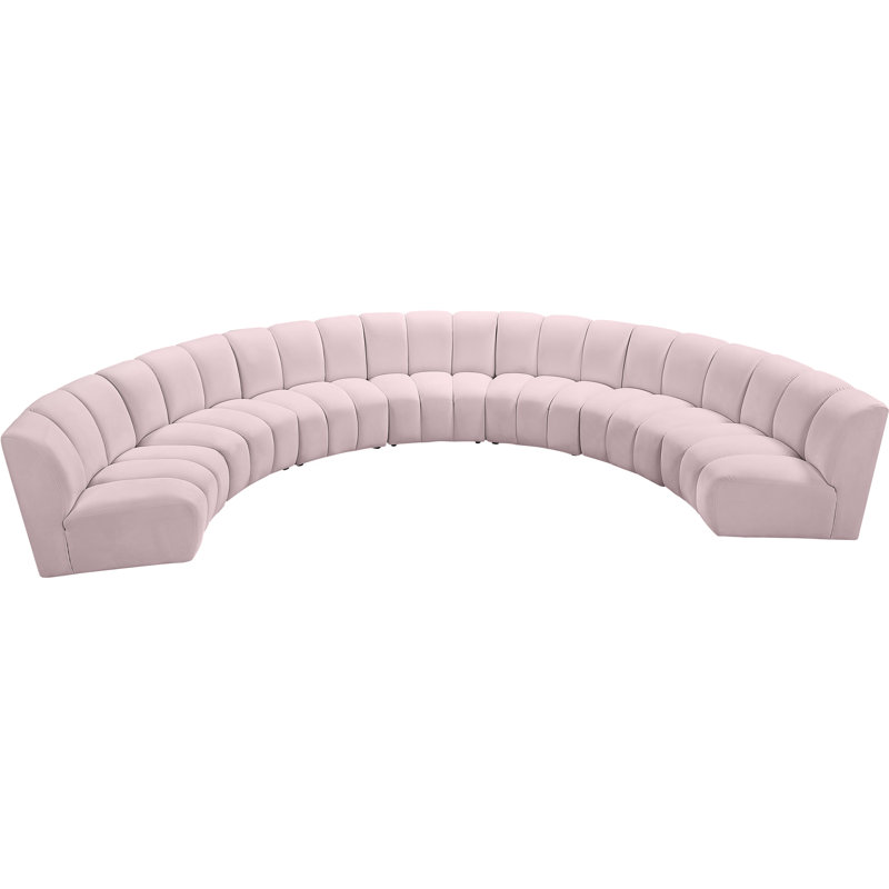 Canapé modulaire en velours Infinity, Velours rose, 7 pièces