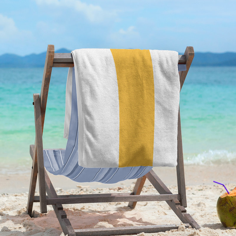Boston Lightweight Beach Towel, White/Yellow/White, Poly/Cotton
