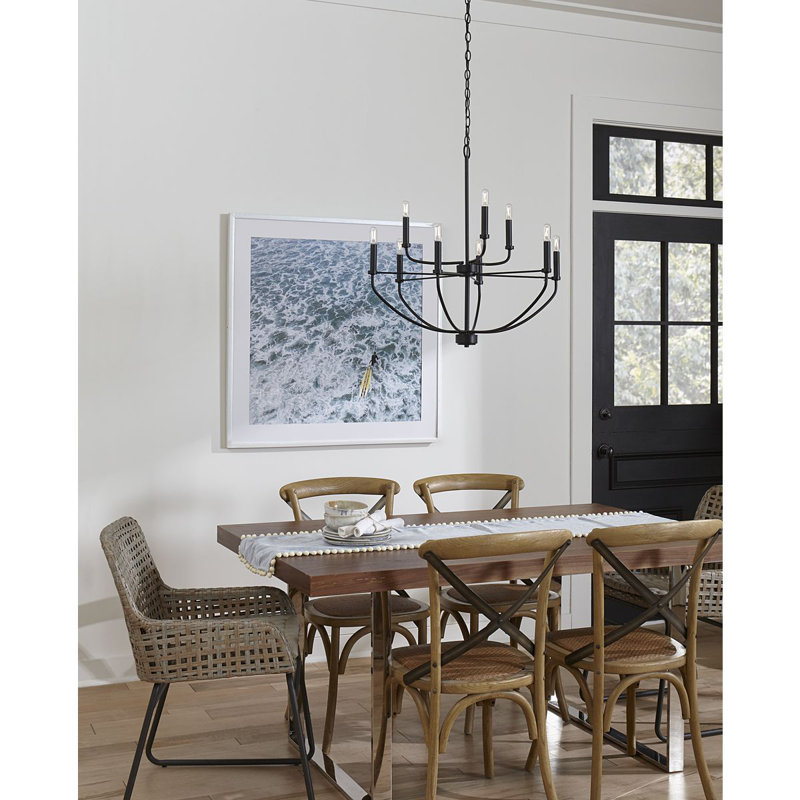 Lustre classique à 9 lumières de style bougie, Noir mat