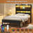 Twin Size Bed Frames With Headboard And 5 Storage Shelves & Under Bed Storage, Platform Bed Frames Twin With Led & Charging Station,no Box Spring Needed-381290769