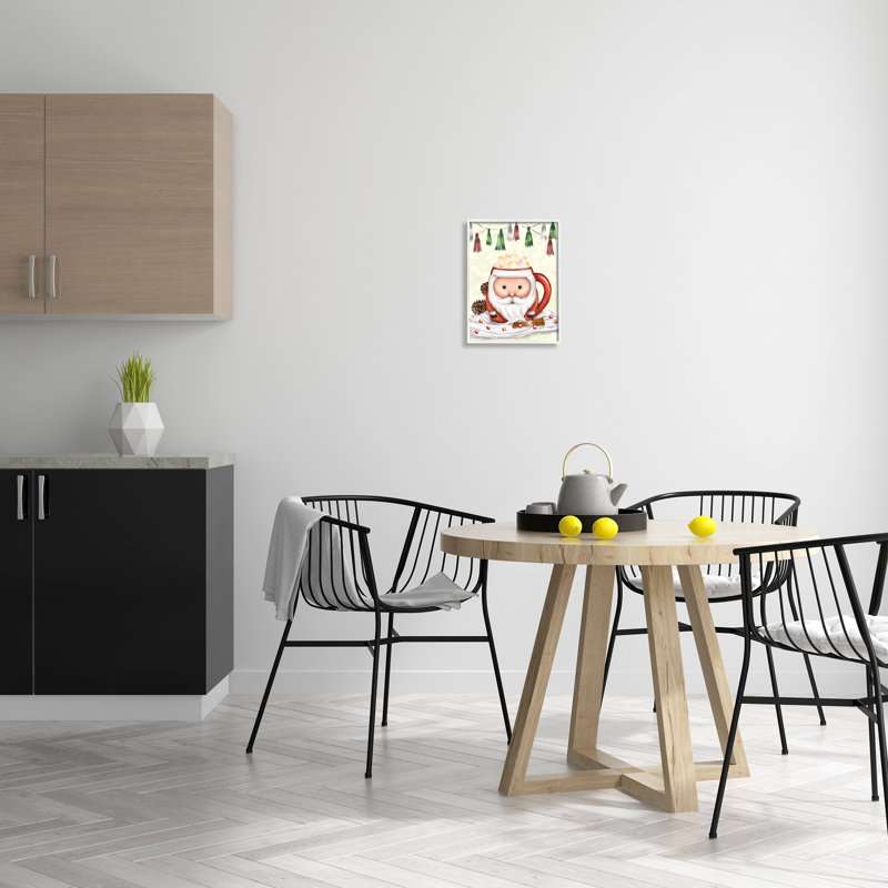 Tasse festive de père Noël guimauve, H 14 po x l 11 po x P 1,5 po, Giclée encadrée blanc bord de mer