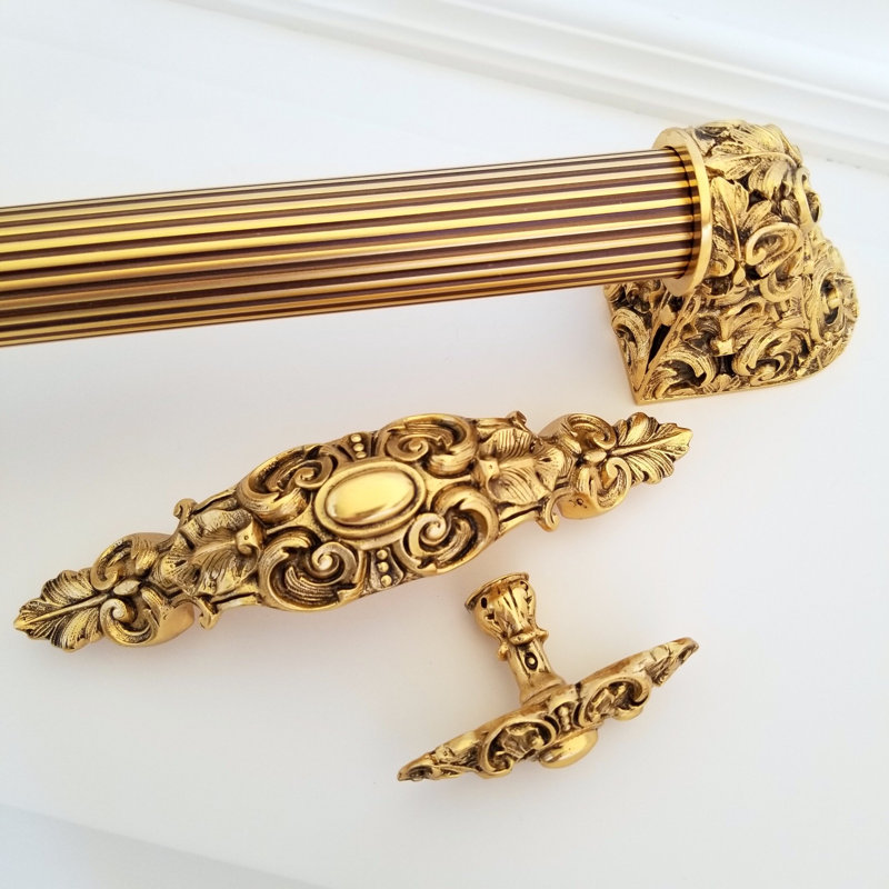 Poignée d'électroménager Kings Road Acanthus, Or satiné 24 carats, 8''
