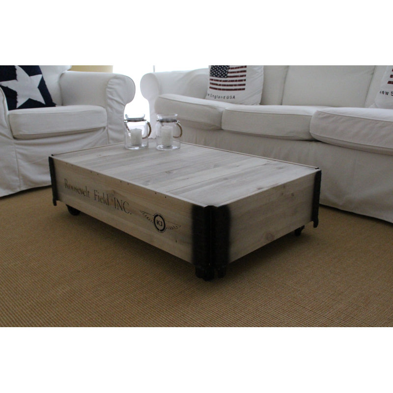 Mccants Solid Wood Solid Coffee Table, 31cm H x 124cm W x 84cm D, Grey