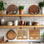 Ensemble de 5 sous-pieds en bois avec support de rangement Hot Pads Sous-plats pour plats chauds Pots et casseroles-129907664