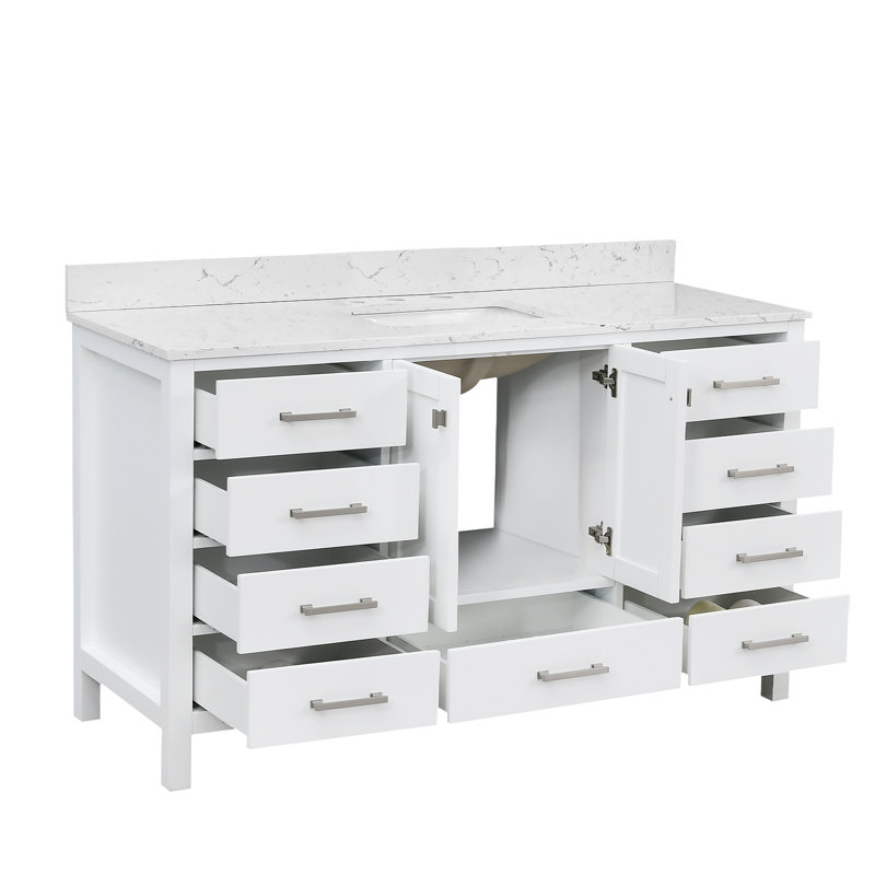 Meuble-lavabo 60 po avec lavabo simple Cholena, Blanc