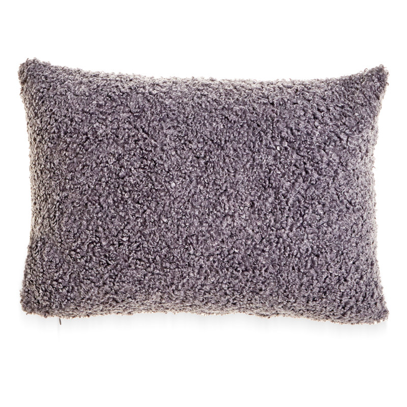 FRENCH BOUCLE Reversible Throw Pillow, Gray, Feather, 14" H x 20" W