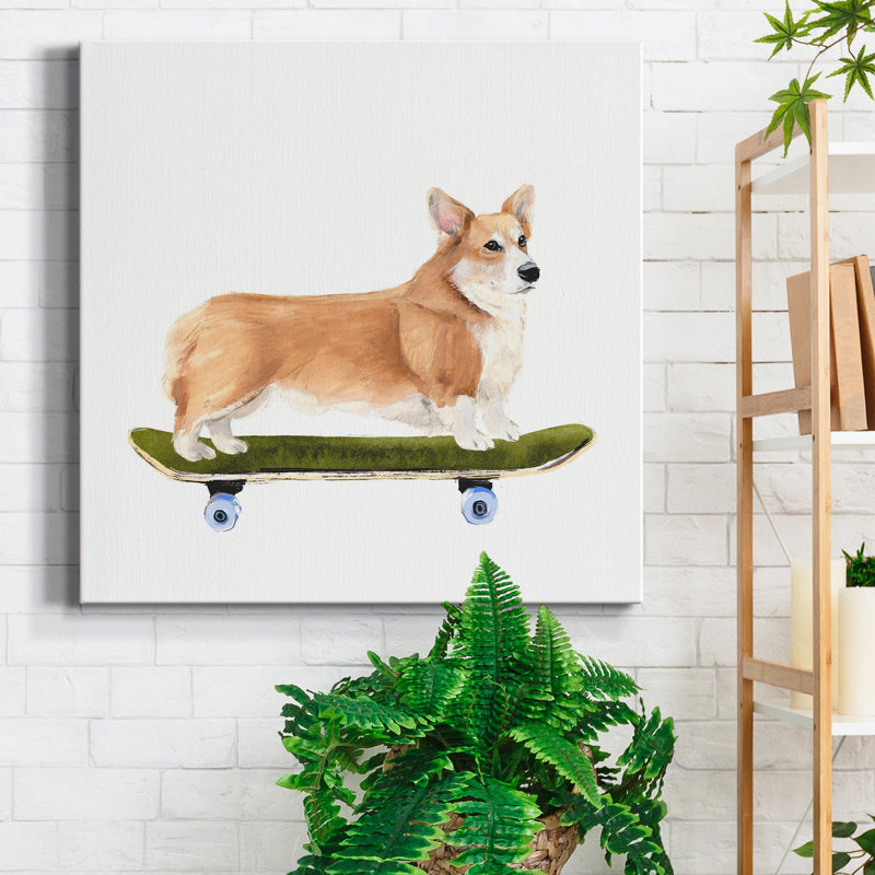 «Pups On Wheels III», reproduction encadrée de qualité supérieure - prête à être accrochée, H 40 po x l 40 po x P 1 po